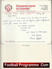 Manchester United Official Headed Letter by Steve Coppell 1983