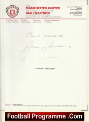Manchester United Official Headed Letter by Gordon McQueen 1980s