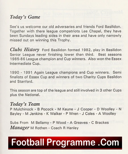 Lodge Cottrell v Ford Basildon 1992 - FA Sunday Cup - Image 3