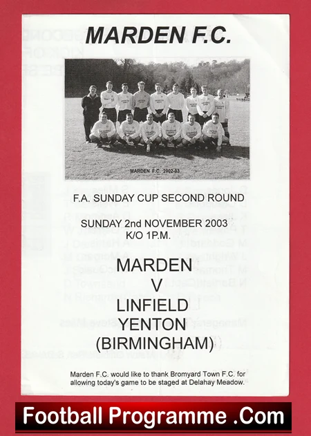 Marden v Linfielld Yenton 2003 - FA Sunday Cup - Image 2