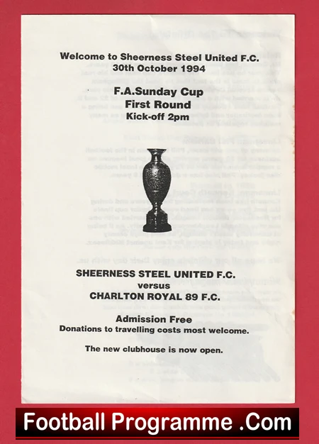Sheerness Steel United v Charlton Royal 89 1994 - FA Sunday Cup - Image 2