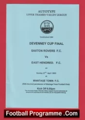 Saxton Rovers v East Hendred 2003 – Devenney Cup Final Wantage Town