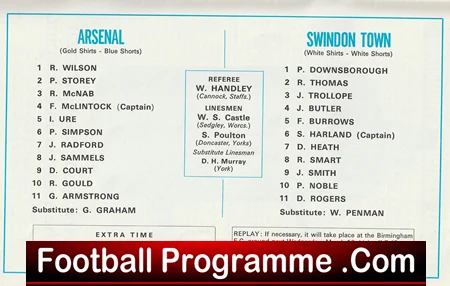 Arsenal v Swindon Town 1969 - League Cup Final Wembley Stadium - Image 3