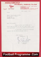 Middlesbrough Football Club Jack Charlton Letter + Multi Signed 1973
