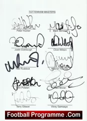 Tottenham Hotspur Football Club Multi Autographed Signed Masters Team