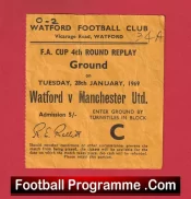 Watford v Manchester United 1969 – Match Ticket FA Cup Replay
