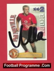 Manchester United Phil Neville Autographed Signed Football Card Man Utd
