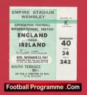 England v Ireland 1967 – Football Ticket