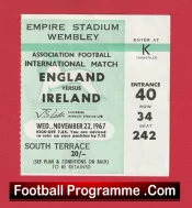 England v Ireland 1967 – Football Ticket