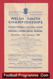 Wales Amateur Boxing Tournament Youth Championships Newport 1951