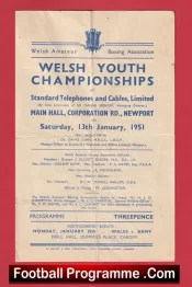 Wales Amateur Boxing Tournament Youth Championships Newport 1951