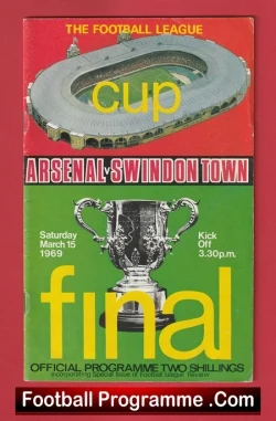 Arsenal v Swindon Town 1969 - League Cup Final Wembley Stadium - football programme