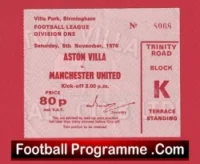 Aston Villa v Manchester United 1976 – Football Ticket