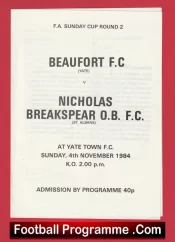 Beaufort v Nicholas Breakspear OB 1984 – FA Sunday Cup