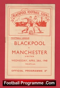 Blackpool v Manchester United 1948 - 1940s Man Utd - football programme