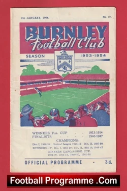 Burnley v Manchester United 1954 - Man Utd - football programme
