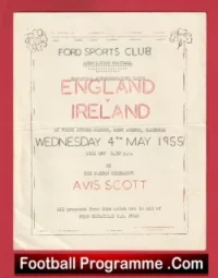 England v Ireland 1955 – Ford Sports Club Dagenham Kent