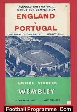 England v Portugal 1961 + Bobby Charlton + Eusebio - football programme