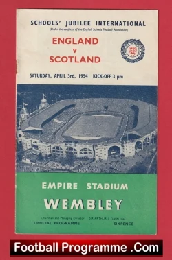 England v Scotland 1954 - Schoolboys at Wembley - football programme