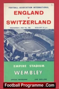 England v Switzerland 1962 – Football Programme