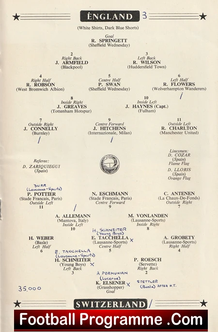 England v Switzerland 1962 - Football Programme - Image 3