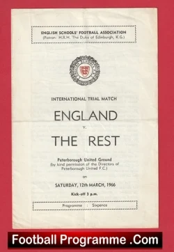 England v The Rest 1966 - Schoolboys at Peterborough United - football programme