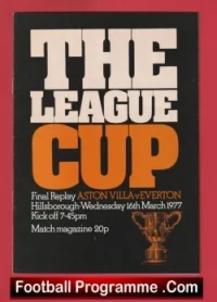 Everton v Aston Villa 1977 – League Cup Final Replay Hillsbrough