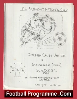 Golden Crosss United v Swanfield 1980 - Sunday Cup - football programme