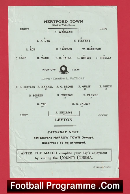 Hertford Town v Leyton 1945 - Official Football Programme - Image 3
