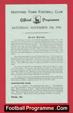 Hertford Town v Wood Green Town 1945 - football programme