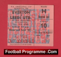 Leeds United v Everton 1968 - FA Cup Semi Final Old Trafford Ticket - football memorabilia