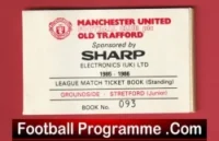 Manchester United Man Utd Season Ticket Book LMTB 1985 1986