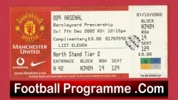 Manchester United v Arsenal 2002 - Match Ticket - football memorabilia