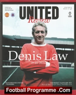 Manchester United v Glasgow Rangers 2025 - Man Utd Denis Law Tribute - football programme