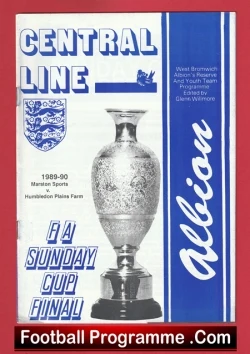 Marston Sports v Humbledon Plains Farm 1990 - Sunday Cup Final at WBA - football programme