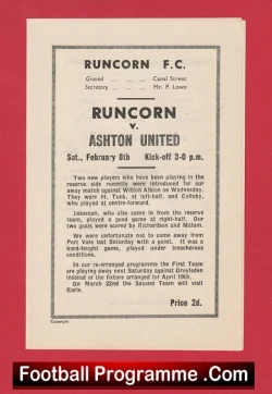 Runcorn v Ashton United 1947 - 1940s Programme - football programme