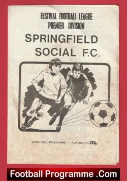 Springfield Social v Hoval Farrar 1983 - Sunday Cup - football programme