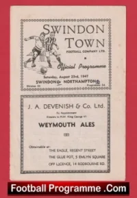 Swindon Town v Northampton Town 1947 – 1940’s Programme