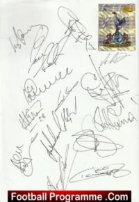Tottenham Hotspur Football Club Multi Autographed Signed Team 2000 2001