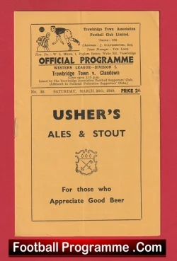 Trowbridge Town v Clandown 1949 - Western Football League - football programme