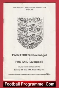 Twin Foxes v Fantail 1980 – Sunday Cup Final at Letchworth FC