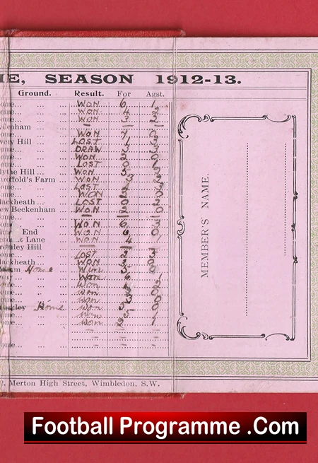 Woodville Football Club Members Season Booklet 1912 - 1913 - Image 5
