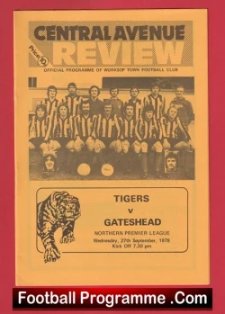 Worksop Town v Gateshead 1978 - football programme
