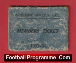 Yorkshire Amateur AFC Members Ticket Book 1933 - 1934 - football memorabilia