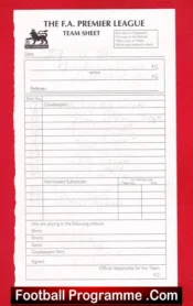 Manchester United v Leicester City 1996 – Referee Team Sheet