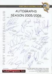 Port Vale Football Club Multi Autographed Signed Team 2005 2006