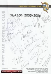 Port Vale Football Club Multi Autographed Signed Team 2005 2006