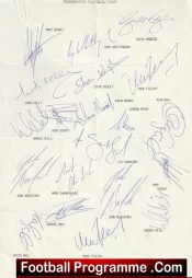 Portsmouth Football Club Multi Autographed Signed Team 1989 1990