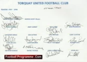 Torquay United Football Club Multi Autographed Signed Team 1997 1998