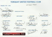 Torquay United Football Club Multi Autographed Signed Team 1997 1998